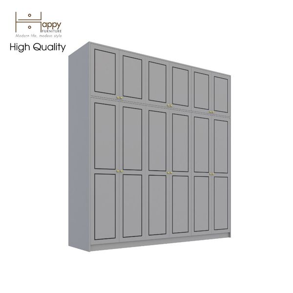  HAPPY FURNITURE , Tủ quần áo cửa mở 2m4x2m4 - ELEGANT , TCM_085 , 240cm x 54cm x 240cm 