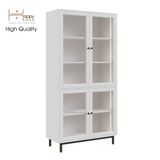  HAPPY FURNITURE , Kệ sách 5 tầng cửa kính đèn Led chân sắt -  CATY , KSA_020_LED , 90cm x 39cm x 180cm 