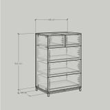  HAPPY FURNITURE , Tủ lưu trữ 5 ngăn kéo chân sắt - LOUIS , THK_062 , 68cm x 45cm x 102cm 