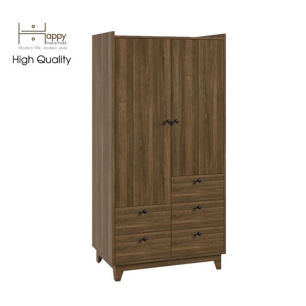  HAPPY FURNITURE , Tủ quần áo 2 cửa mở 5 ngăn kéo - KINA , TCM_039 , 90cm x 58cm x 180cm 