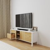  HAPPY FURNITURE , Kệ TV 2 cửa mở 4 ngăn kéo - MOKA, KTV_075 , 160cm x 40cm x 56cm DxRxC 