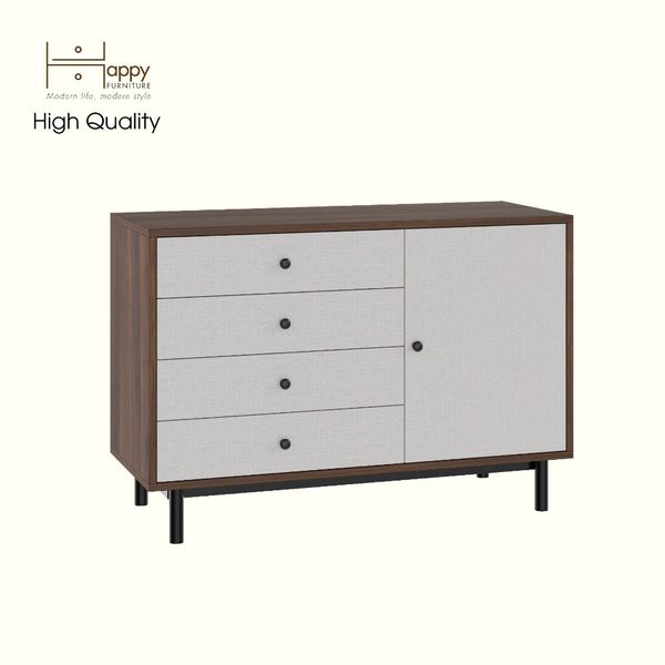  HAPPY FURNITURE , Tủ lưu trữ 4 ngăn kéo 1 cửa mở - LIVIK, THK_278 , 100cm x 40cm x 68cm DxRxC 