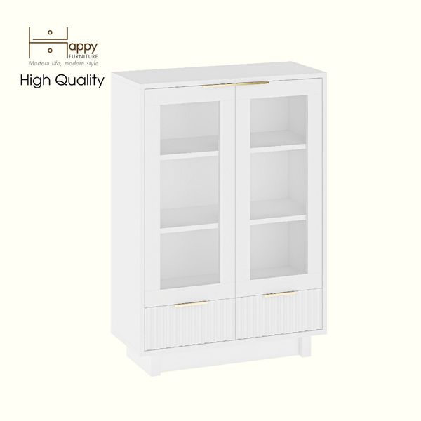  HAPPY FURNITURE , Tủ lưu trữ 2 ngăn kéo 2 cửa kính- NAMI, TLT_042 , 70cm x 30cm x 100cm DxRxC 