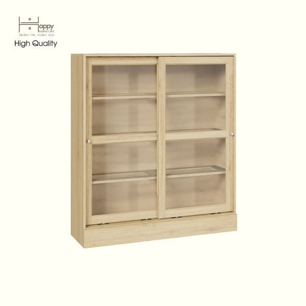 HAPPY FURNITURE , Tủ đựng đồ cửa kính 2 cánh lùa - SCANDINA , TCL_025 ,  120cm x 35cm x 136cm 