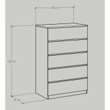  HAPPY FURNITURE , Tủ đựng đồ 5 ngăn kéo - OLA , THK_092 , 80cm x 45cm x 120cm 
