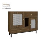  HAPPY FURNITURE , Tủ lưu trữ 2 ngăn kéo 2 cửa mở chân sắt - ROTAN , TCM_132 , 100cm x 30cm x 80cm 