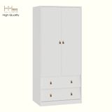  HAPPY FURNITURE , Tủ quần áo 2 cửa mở 2 ngăn kéo - CALYN , TCM_253 , 80cm x 54cm x 180cm DxRxC 