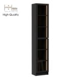 HAPPY FURNITURE , Kệ sách 6 tầng cửa kính size nhỏ tích hợp đèn Led - CATY , KSA_011_LED , 40cm x 30cm x 202cm 