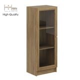  HAPPY FURNITURE , kệ sách 3 tầng cửa kính size nhỏ - CATY , KSA_013 , 40cm x 30cm x 106cm 