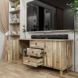  HAPPY FURNITURE , Gỗ tự nhiên , Kệ TV 2 cửa mở 3 ngăn kéo - FARAH , KTV_056 , 120cm x 40cm x 60cm 