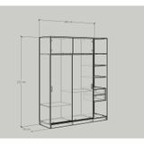  HAPPY FURNITURE , Tủ quần áo cửa lùa 1m8x2m2 - ELEGANT , TCL_006 , 180cm x 54cm x 220cm 