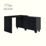 HAPPY FURNITURE , ALVA - Bàn làm việc 2 cửa lùa 3 ngăn kéo, BAN_127 , 140cm x 59cm x 72cm DxRxC 