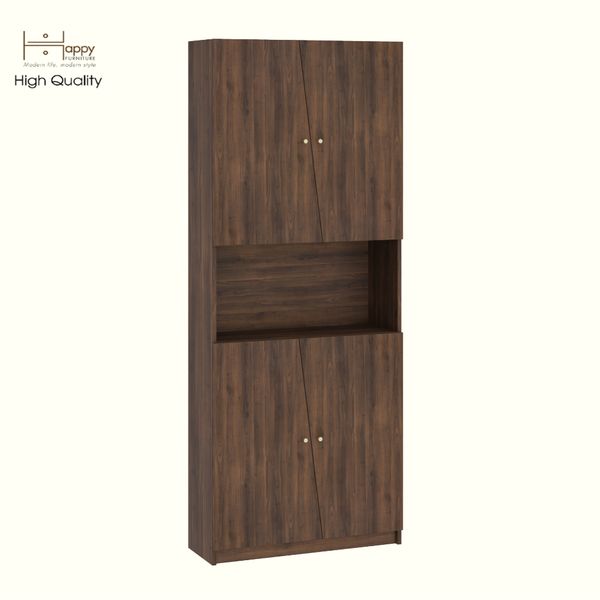  HAPPY FURNITURE , Kệ sách cửa kính 2 ngăn kéo - DALEY , KSA_108 , 80cm x 30cm x 200cm DxRxC 