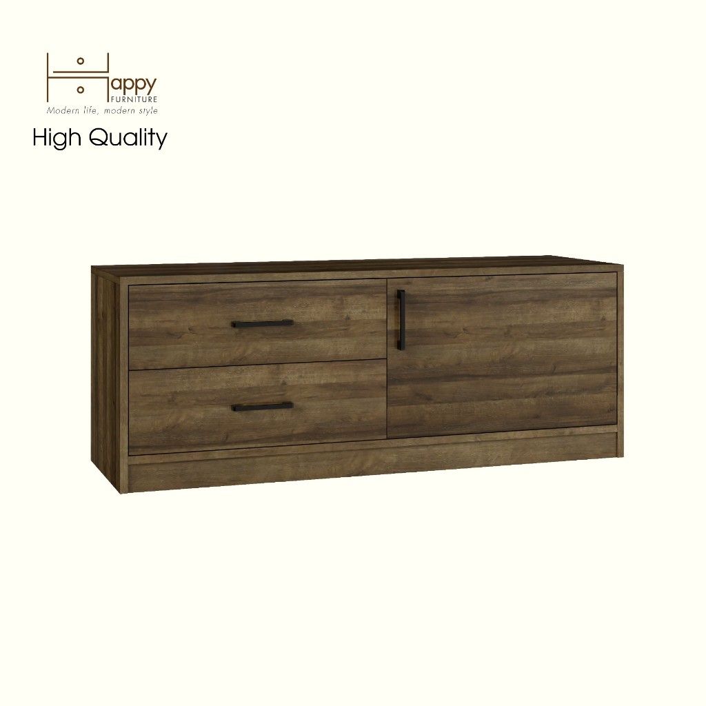  HAPPY FURNITURE , HEINEE - Kệ TV 2 ngăn kéo, KTV_067 , 120cm x 40cm x 46cm DxRxC, sản phẩm phổ thông 
