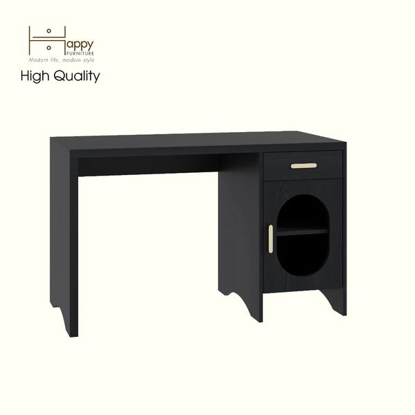  HAPPY FURNITURE , Bàn làm việc 1 ngăn kéo 1 cửa kính - CHEVY, BAN_137 , 120cm x 59cm x 75cm DxRxC 
