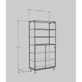  HAPPY FURNITURE , Kệ sách 6 tầng 2 cửa mở chân sắt - CATY , KSA_016 , 90cm x 40cm x 180cm 