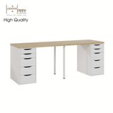  HAPPY FURNITURE , Bàn làm việc 2 bên ngăn tủ 2 chân sắt - LIDA , BAN_026 BAN_027 