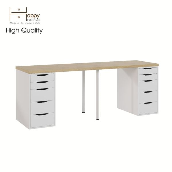  HAPPY FURNITURE , Bàn làm việc 2 bên ngăn tủ 2 chân sắt - LIDA , BAN_026 BAN_027 