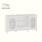  HAPPY FURNITURE , Tủ lưu trữ 2 cửa kính - CHEVY, KTV_080 , 140cm x 40cm x 76cm DxRxC 