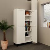  HAPPY FURNITURE , Kệ sách 6 tầng 2 cửa mở chân sắt - CATY , KSA_056 , 90cm x 39cm x 180cm 