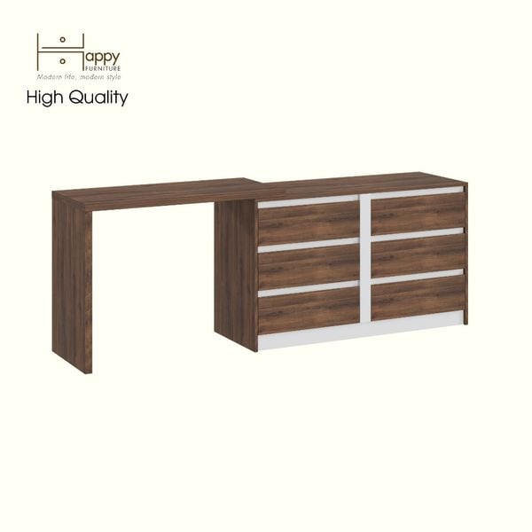  HAPPY FURNITURE , Tủ lưu trữ 6 ngăn kéo kết hợp bàn - ELIS , BAN_173 , 204cm x 45cm x 72cm DxRxC 