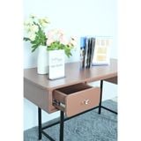  HAPPY FURNITURE , Bàn làm việc 2 ngăn kéo chân sắt - SWEETY , BAN_044 , 140cm x 60cm x 75cm 