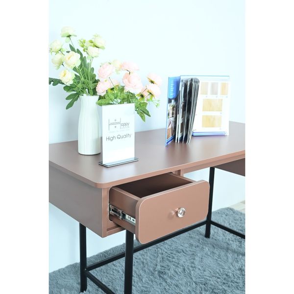  HAPPY FURNITURE , Bàn làm việc 2 ngăn kéo chân sắt - SWEETY , BAN_044 , 140cm x 60cm x 75cm 