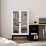  HAPPY FURNITURE , Kệ sách 3 tầng cửa kính chân sắt - CATY , KSA_023 , 80cm x 39cm x 140cm 