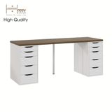  HAPPY FURNITURE , Bàn làm việc 2 bên ngăn tủ 2m x 60cm - LIDA , BAN_025 , 200cm x 60cm x 73cm 