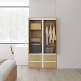  HAPPY FURNITURE , Tủ quần áo 2 cửa mở 4 ngăn kéo - ELIS , TCM_285 , 100cm x 55cm x 180cm DxRxC 