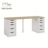 HAPPY FURNITURE , Bàn làm việc 2 bên ngăn tủ 2m x 60cm - LIDA , BAN_025 , 200cm x 60cm x 73cm 