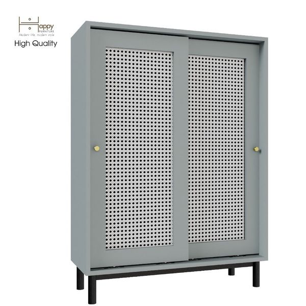  HAPPY FURNITURE , Tủ đựng đồ 2 cánh lùa chân sắt - ROTAN , TCL_030 , 80cm x 34cm x 110cm 