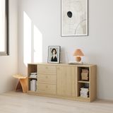  HAPPY FURNITURE , Tủ lưu trữ 3 ngăn kéo 1 cửa mở - MERI , TLT_056 , 150cm x 40cm x 70cm DxRxC 