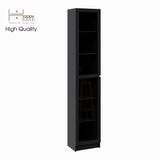  HAPPY FURNITURE , kệ sách 6 tầng cửa kính size nhỏ - CATY , KSA_011 , 40cm x 30cm x 202cm 