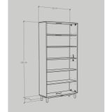  HAPPY FURNITURE , Kệ sách 6 tầng chân sắt - CATY , KSA_015 , 90cm x 30cm x 180cm 