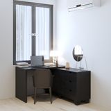  HAPPY FURNITURE , ALVA - Bàn làm việc 2 cửa lùa 3 ngăn kéo, BAN_127 , 140cm x 59cm x 72cm DxRxC 