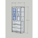  HAPPY FURNITURE , Tủ lưu trữ 2 cửa kính 3 ngăn kéo - NOAH , TCM_270 , 80cm x 40cm x 180cm DxRxC 