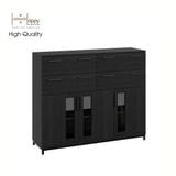  HAPPY FURNITURE , Tủ lưu trữ 4 ngăn kéo 3 cửa mở chân sắt - LOUIS , THK_060 , 126cm x 36cm x 104cm 