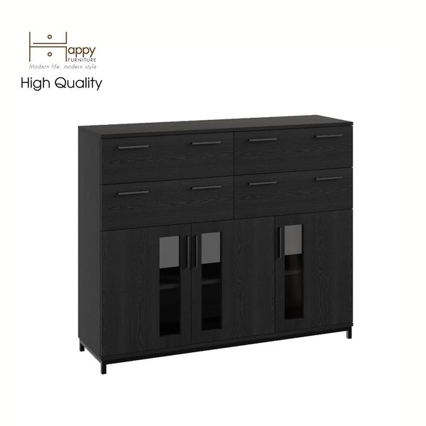  HAPPY FURNITURE , Tủ lưu trữ 4 ngăn kéo 3 cửa mở chân sắt - LOUIS , THK_060 , 126cm x 36cm x 104cm 