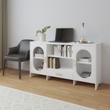  HAPPY FURNITURE , Tủ lưu trữ 2 cửa kính - CHEVY, KTV_080 , 140cm x 40cm x 76cm DxRxC 