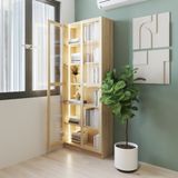  HAPPY FURNITURE , Kệ sách 6 tầng cửa kính đèn LED - CATY, KSA_074_LED , 80cm x 30cm x 202cm DxRxC 