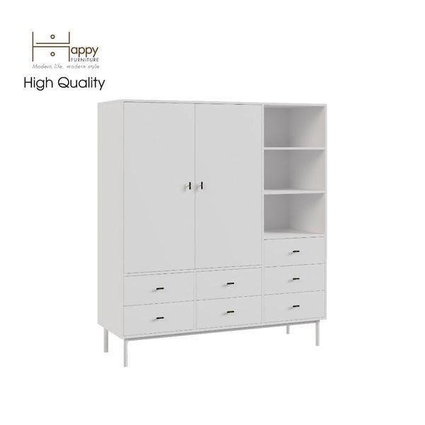  HAPPY FURNITURE , Tủ quần áo 2 cánh mở chân sắt - BECKY , TCM_014 ,  160cm x 55cm x 180cm 