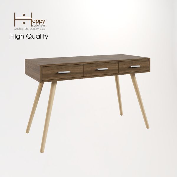  HAPPY FURNITURE , Bàn làm việc 3 ngăn chân gỗ chéo - OSRI , BAN_003 , 120cm x 50cm x 75cm 