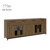 HAPPY FURNITURE , Tủ lưu trữ 4 ngăn kéo 4 cửa mở chân sắt - LOUIS , TCM_031 ,  168cm x 36cm x 66cm 