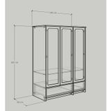  HAPPY FURNITURE , Tủ quần áo 3 cửa mở 2 ngăn kéo - NOMIA , TCM_038 , 140cm x 58cm x 180cm 