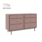  HAPPY FURNITURE , Tủ đựng đồ 6 ngăn kéo chân sắt - SWEETY , THK_081 , 140cm x 45cm x 82cm 