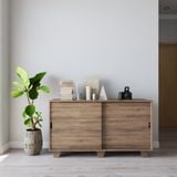  HAPPY FURNITURE , ALVA - Tủ lưu trữ 2 cửa lùa , TCL_039 , 140cm x 40cm x 78cm DxRxC 