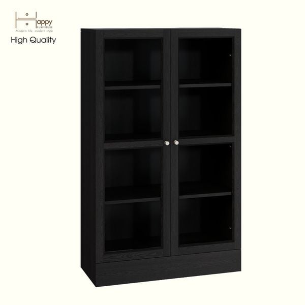  HAPPY FURNITURE , Kệ sách 4 tầng cửa kính 2 cánh mở - SCANDINA , KSA_044 , 81cm x 36cm x 132cm 