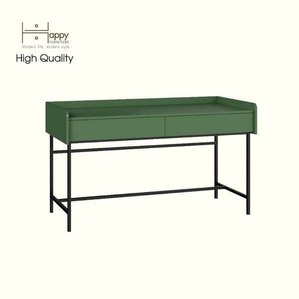  HAPPY FURNITURE , Bàn làm việc 2 ngăn kéo chân sắt - LAVIA , BAN_087, 140cm x 59cm x 80cm 