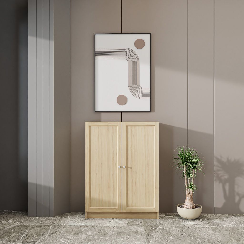  HAPPY FURNITURE , Kệ sách 3 tầng 2 cửa mở - CATY , KSA_054 , 80cm x 30cm x 106cm 
